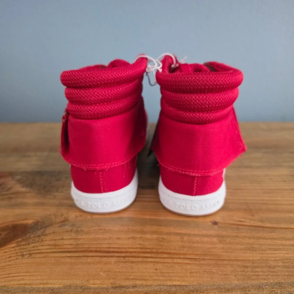 U.S. Polo Assn Womens High Top‎ Sneaker Red Mila4 Side Zip Canvas 6.5